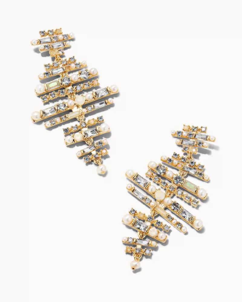 Madelyn Gold Statement Earrings in White Mix | Kendra Scott