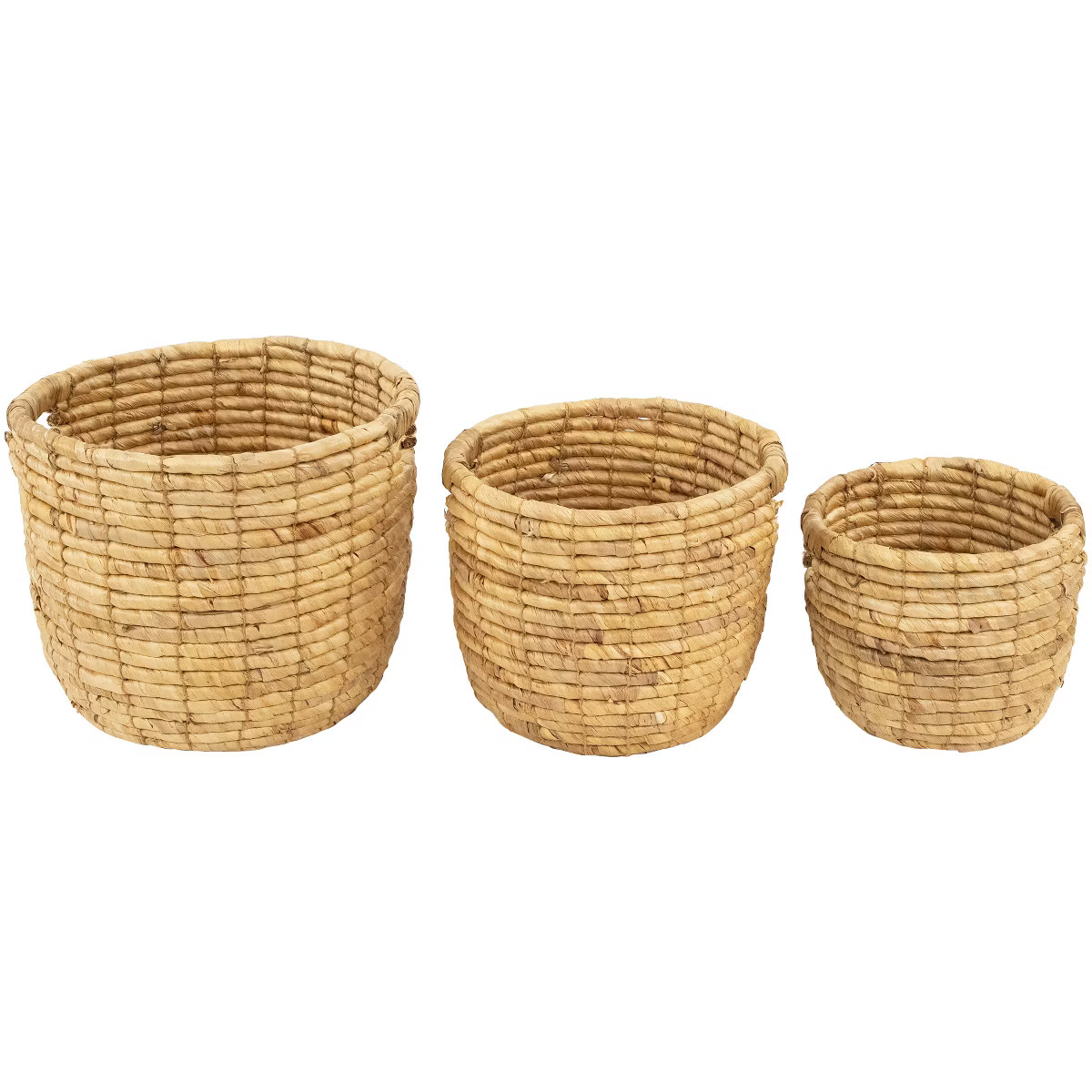 Northlight Set of 3 Bisque Woven Round Water Hyacinth Storage Baskets 13.75" | Target