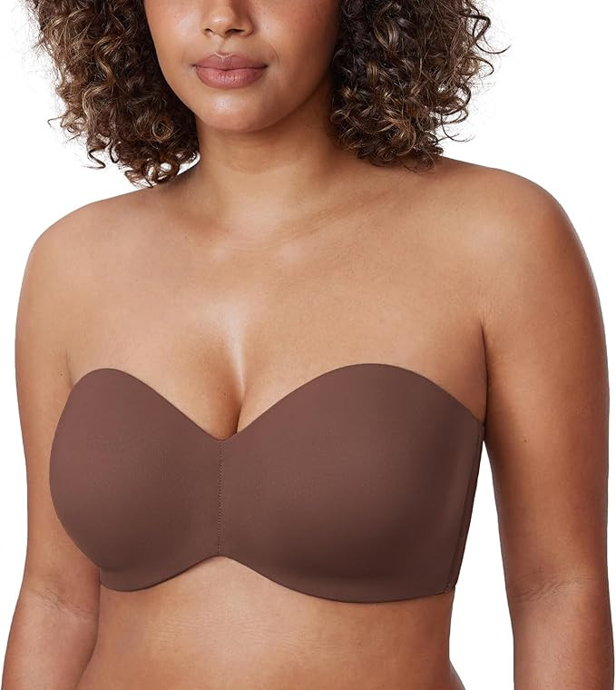 DELIMIRA Women's Strapless Bra Unlined Underwire Minimizer Plus Size Support | Amazon (US)