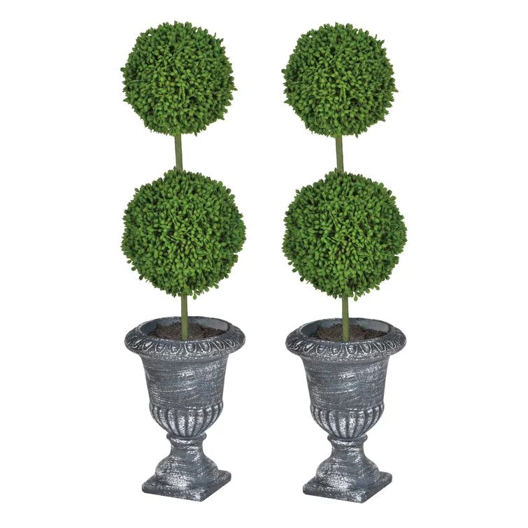 Faux Boxwood Topiary in Pot (Set of 2) | Wayfair North America