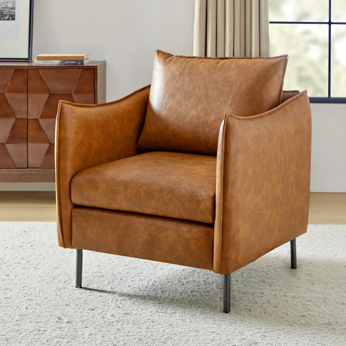 Eamor Faux Leather Armchair with Unique Arms | Wayfair North America