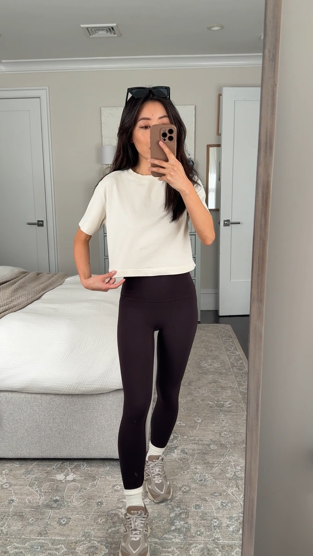 One of my most-worn tee shirts restocked in this versatile light neutral color. Linked some other good items I own on sale 

• Cropped boxy cut t-shirt size xxxs (could also do XXS) nice medium-weight breathable cotton, softly structured and perfect petite friendly length 

• Align No Line High-Rise leggings 25" size 2 the length is a little long on me, I usually get 23” or free hemming in store.

• New Balance 9060 sneakers kids size 4, fits like a women’s 6

Best white tees, Athleisure outfit, petite friendly workout outfit, easy mom errand outfit

#LTKActive #LTKmomlife #LTKPetite