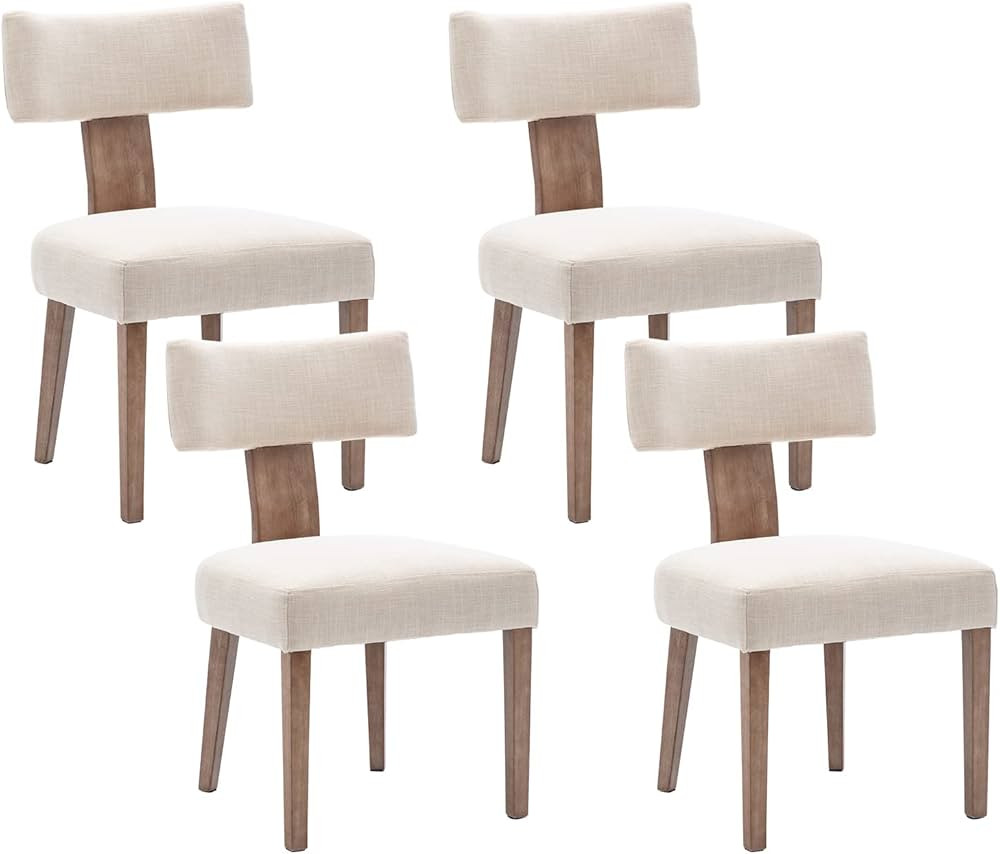 Shunzhi Upholstered Farmhouse Dining Chairs Set of 4 Mid Century Modern Dining Room Chairs Retro ... | Amazon (US)