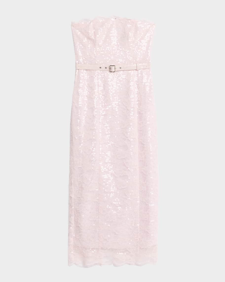 Toccin Vivian Belted Sequined Lace Midi Dress | Neiman Marcus