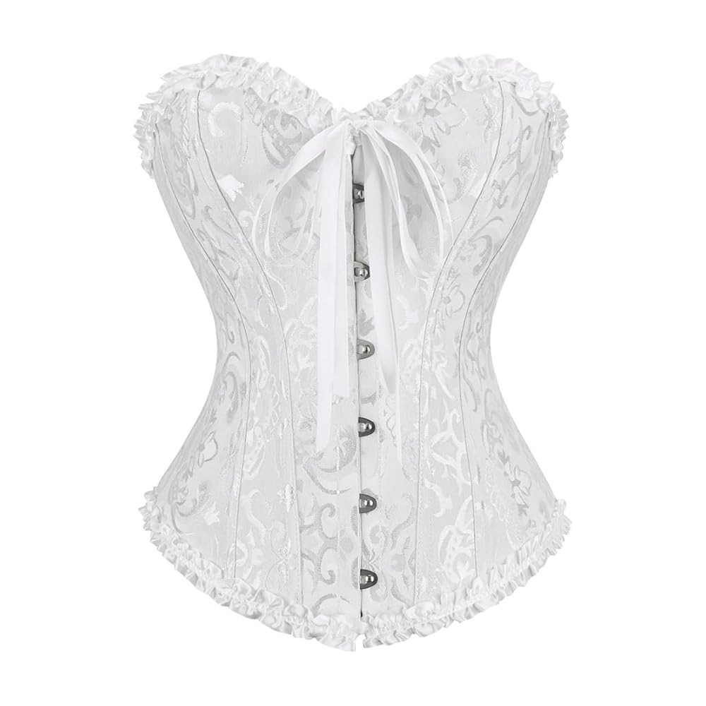 frawirshau Women's Lace Up Boned Overbust Corset Bustier Lingerie Bodyshaper Top | Amazon (US)