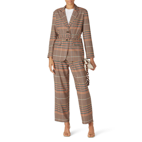 Love, Whit by Whitney Port Plaid Blazer brown-print | Rent the Runway