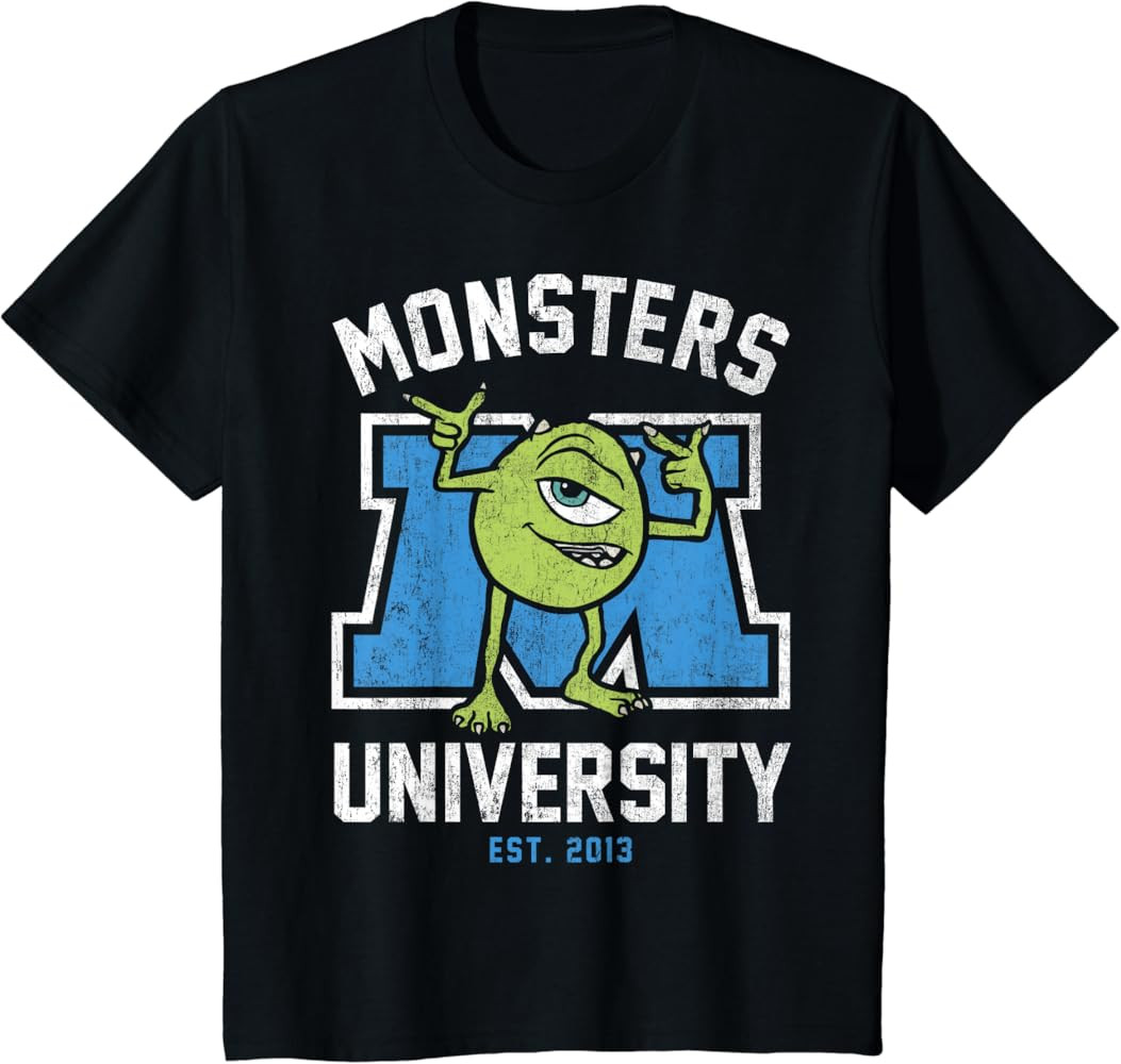 Disney Pixar Monsters University Mike Collegiate Logo T-Shirt | Amazon (US)