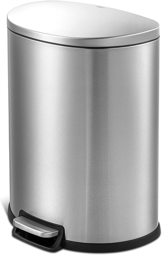 QUALIAZERO 50L/13Gal Heavy Duty Hands-Free Stainless Steel Commercial/Kitchen Step Trash Can, Fin... | Amazon (US)
