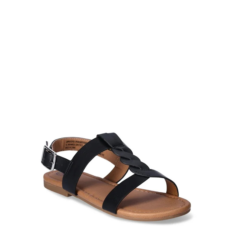Wonder Nation Little & Big Girls Braid Sandal | Walmart (US)