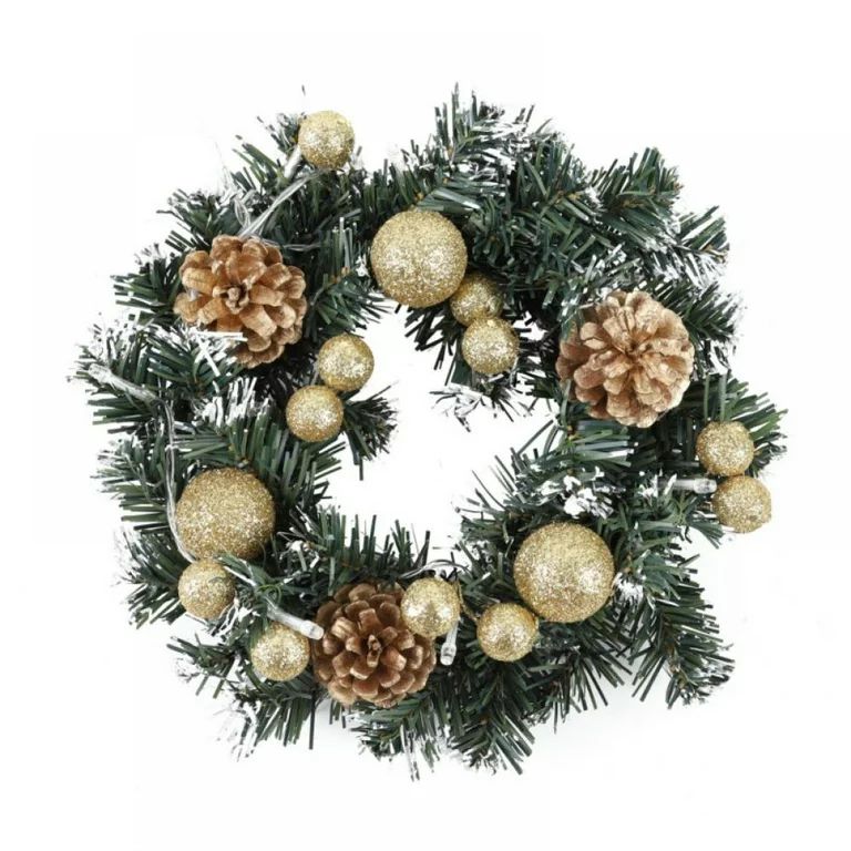 LED Luminous Christmas Wreath for Home Front Door Hanging Garland Holiday Decor Gold 9.8in | Walmart (US)