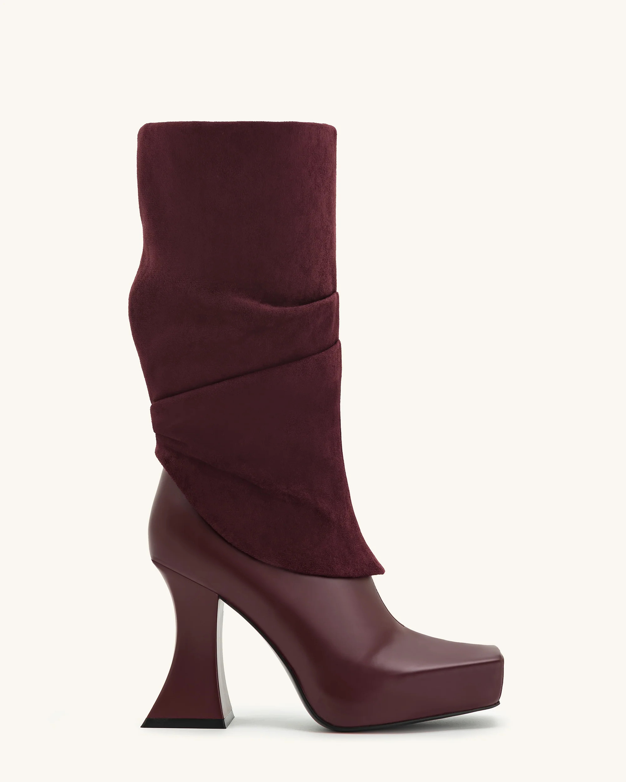 Reyna Square Toe Platform Knit Boots - Claret Red | JW PEI US