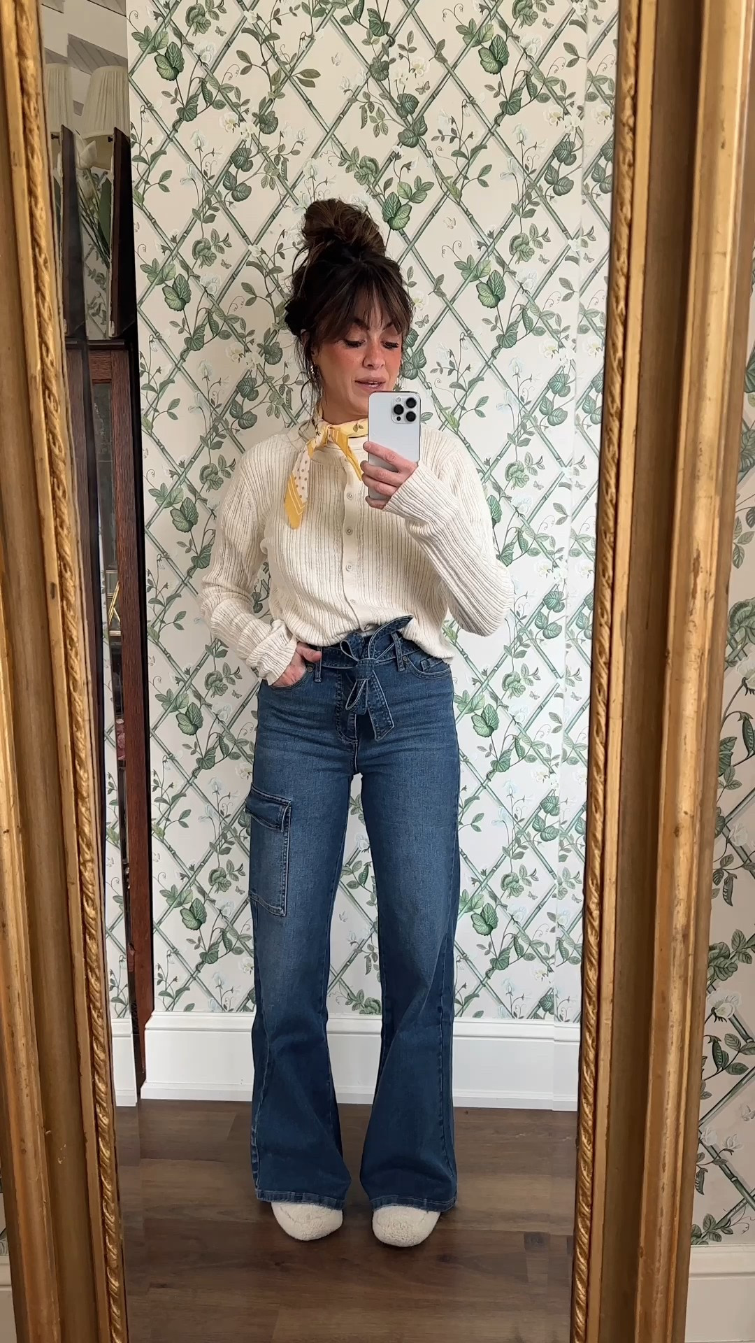 Cozy mom fit of the day with a pop of yellow 💛🌼🐣☀️ Cozy jeans with removable tie and a cozy cardigan. 

#LTKSaleAlert #LTKSeasonal #LTKStyleTip