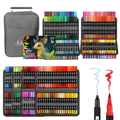 Dual Brush Marker Pens, 168 Colors Art Markers Set with Fine Tip and Brush Tip for Kids Adult Coloring Book Bullet Journaling Hand Lettering Calligraphy Drawing Art Supplies Kit | Amazon (US)