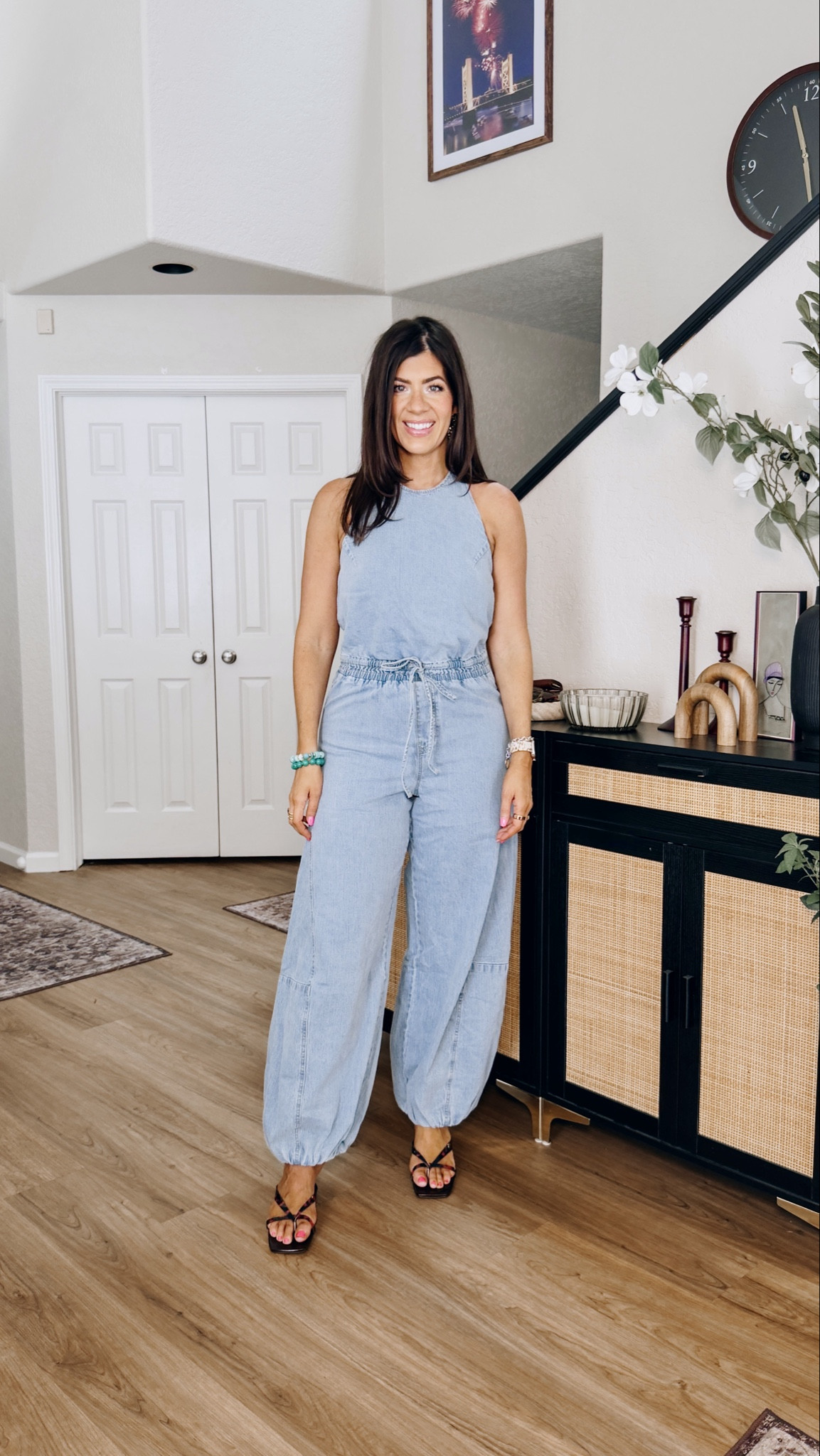 In a medium regular jumpsuit - runs long
Use code SHORTSAF 

#LTKSaleAlert #LTKTall #LTKMidsize