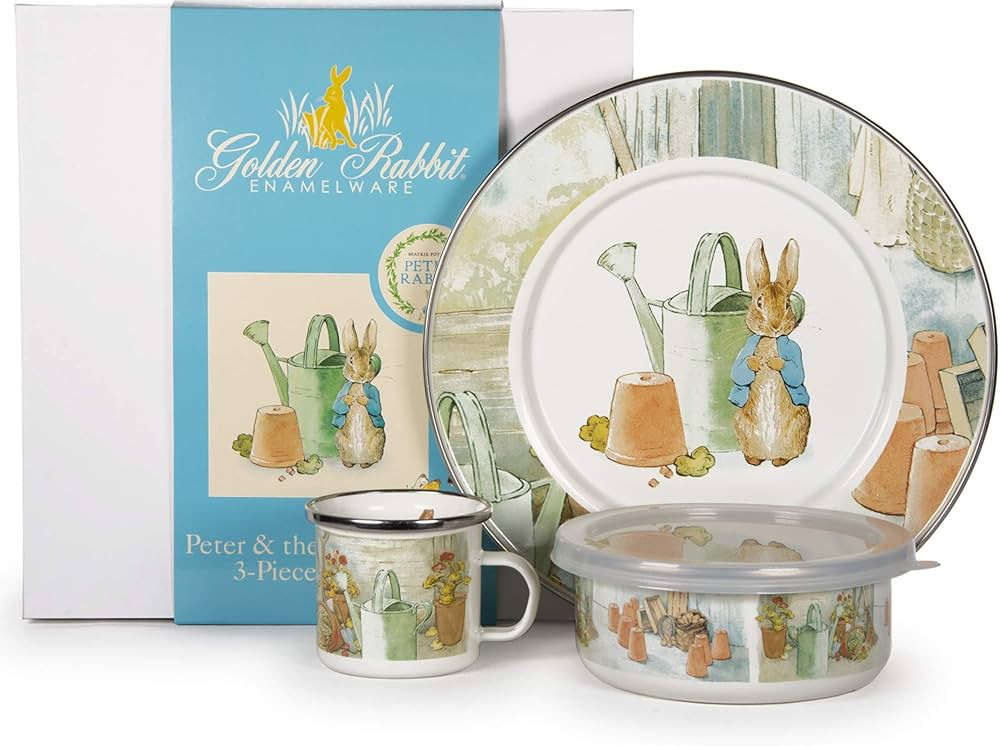 Golden Rabbit Enamelware - 3-piece Child Dinner Set (Peter & the Watering Can) | Amazon (US)
