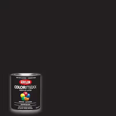 Krylon Satin COLORmaxx Black Enamel Latex Interior/Exterior Paint + Primer (1-quart) | Lowe's