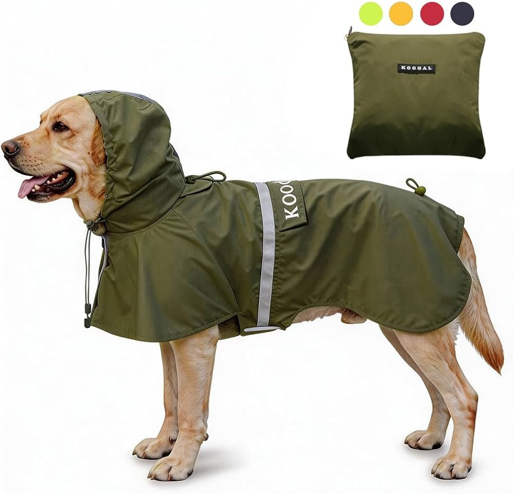 Dog Raincoat Waterproof Hooded, Large Dogs, Green, 5XL | Amazon (US)