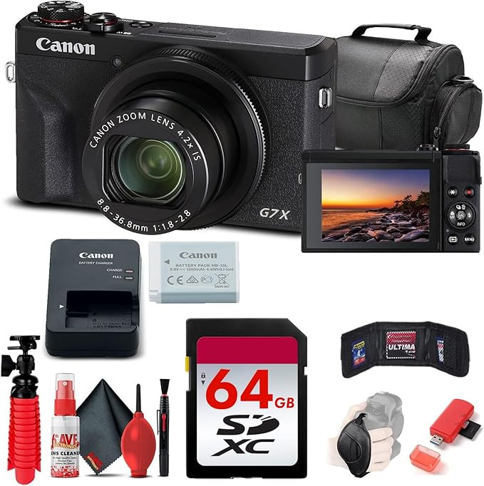 Canon PowerShot G7 X Mark III Digital Camera (Black) (3637C001) + 64GB Card + Card Reader + Delux... | Amazon (US)
