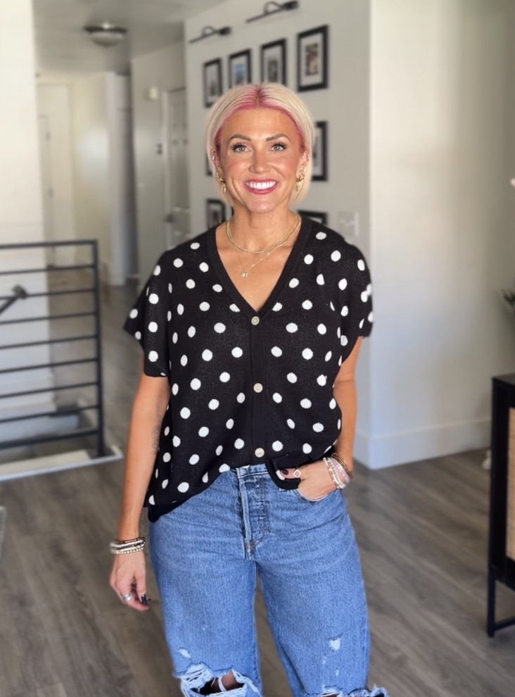 Got this fun polka dot cardigan to add some flair to my jeans! Cardigan: Small // Jeans: 28 

 #LTKootd #LTKSeasonal #LTKSaleAlert