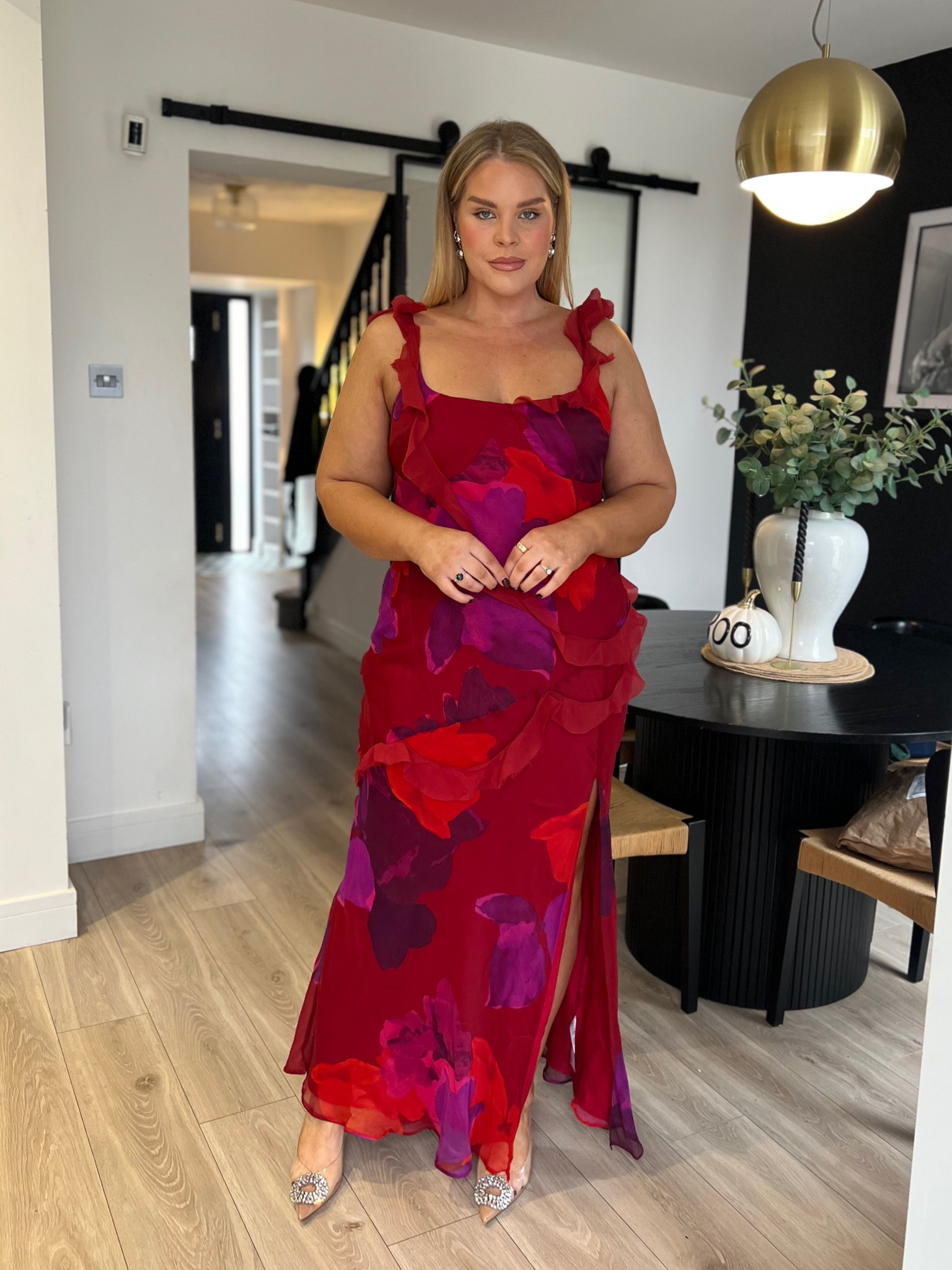 Partywear, maxi dress, burgundy floral dress, event outfit, heels, low heel sandals, Boohoo, Asos

#LTKcurves #LTKpartywear #LTKuk