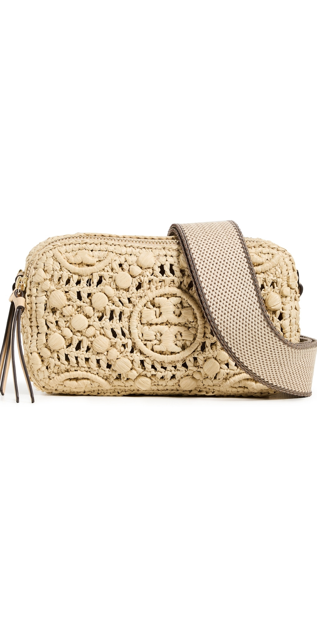 Tory Burch Miller T Monogram Raffia Mini Crossbody Bag Natural One Size | Shopbop