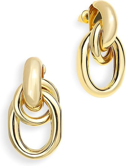 JeanBeau Gold Chunky Statement Drop Dangle Earrings for Women, Trendy Vintage Thick Door Koncker ... | Amazon (US)