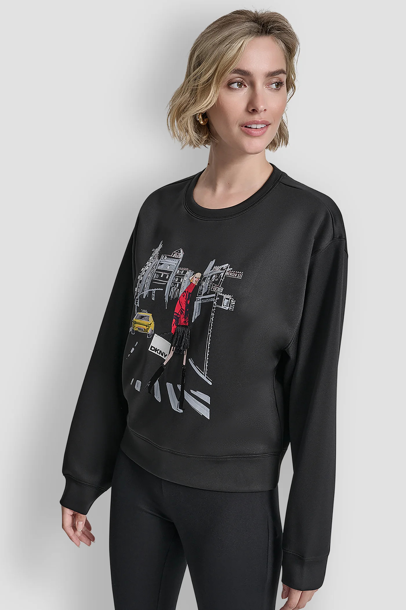 POLISHED STRETCH LONG SLEEVE TOP | DKNY