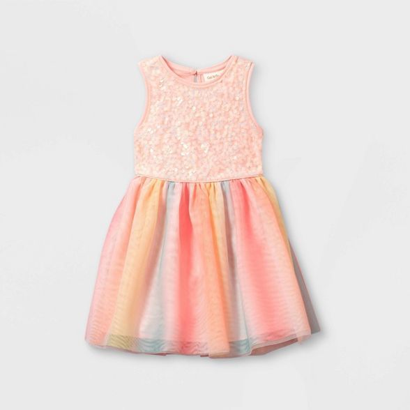 Toddler Girls' Sequin Rainbow Tulle Tank Dress - Cat & Jack™ Pink | Target