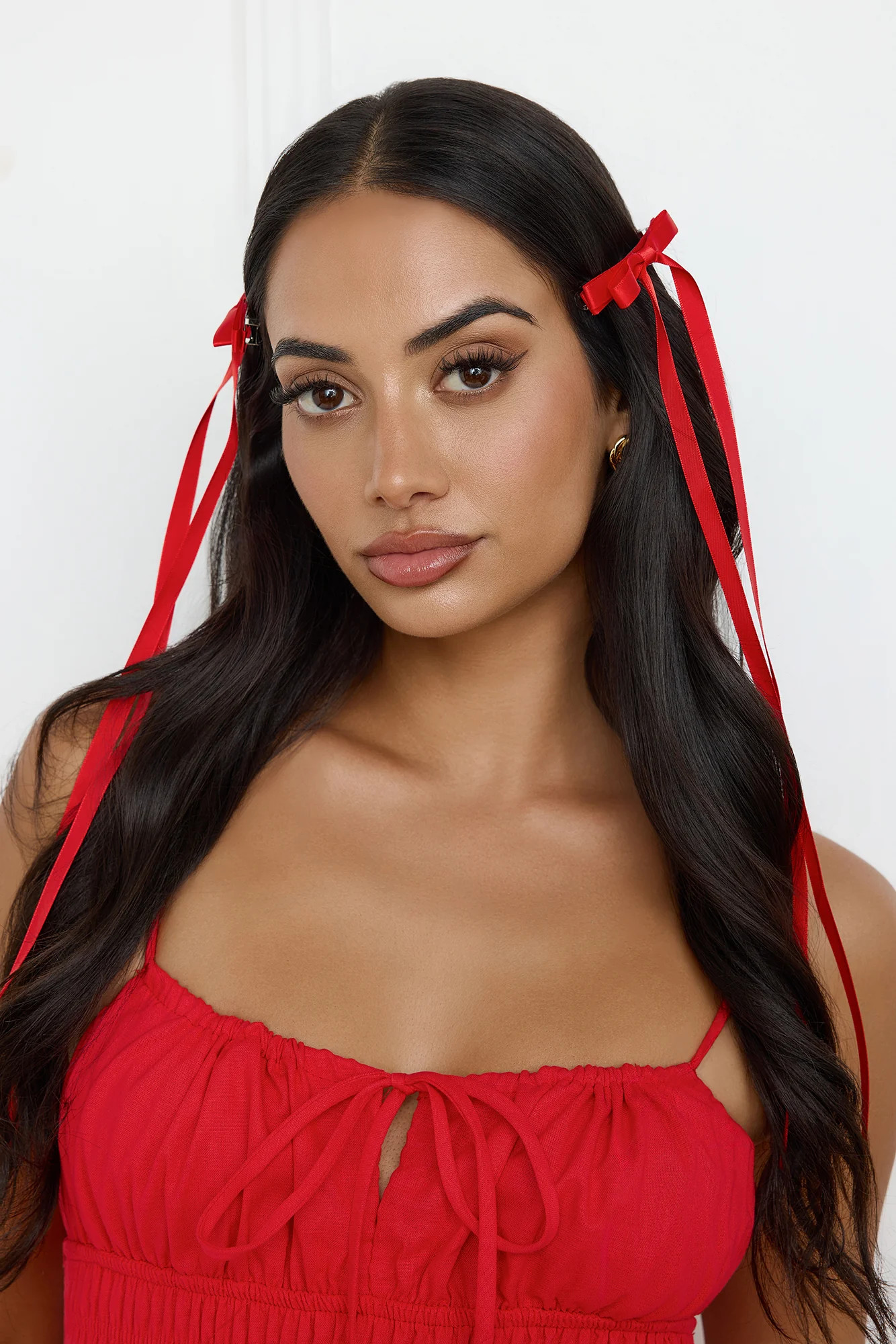 Long Bow Hair Clips Red | Hello Molly (US)