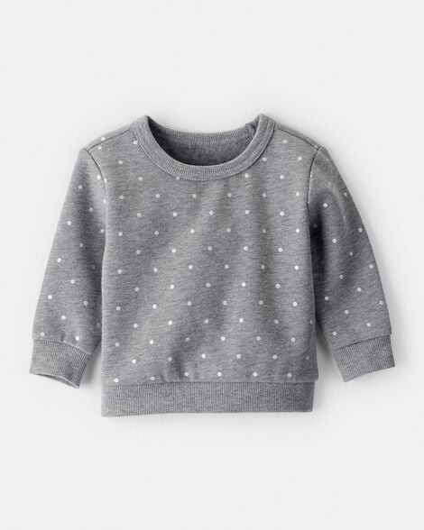 Carter's Baby Girls Girl DayDream Fleece Polka Dot Sweatshirt - Grey NB Grey | Carter's Inc