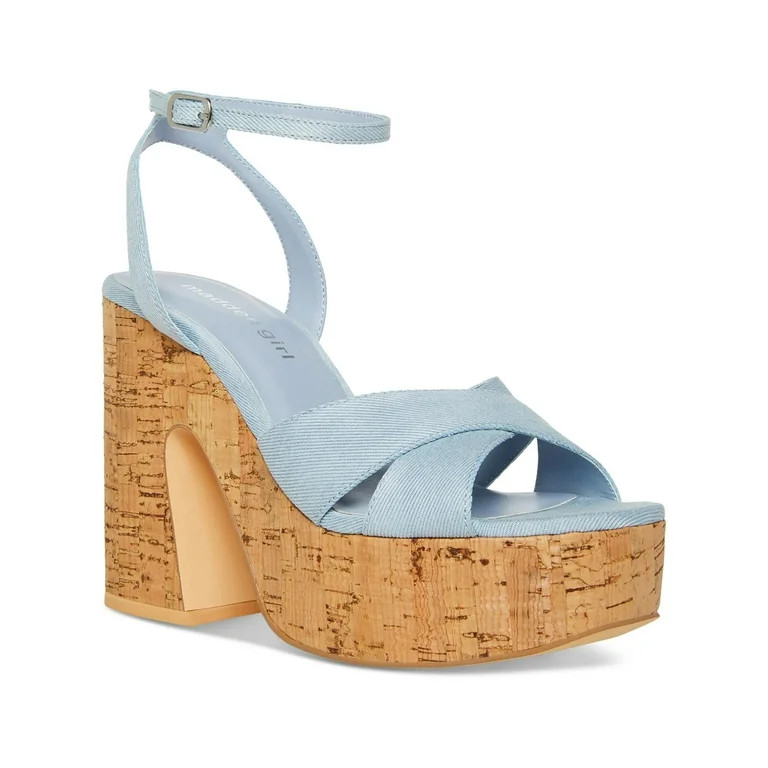 Madden Girl Womens RIIO Canvas Ankle Strap Block Heel | Walmart (US)