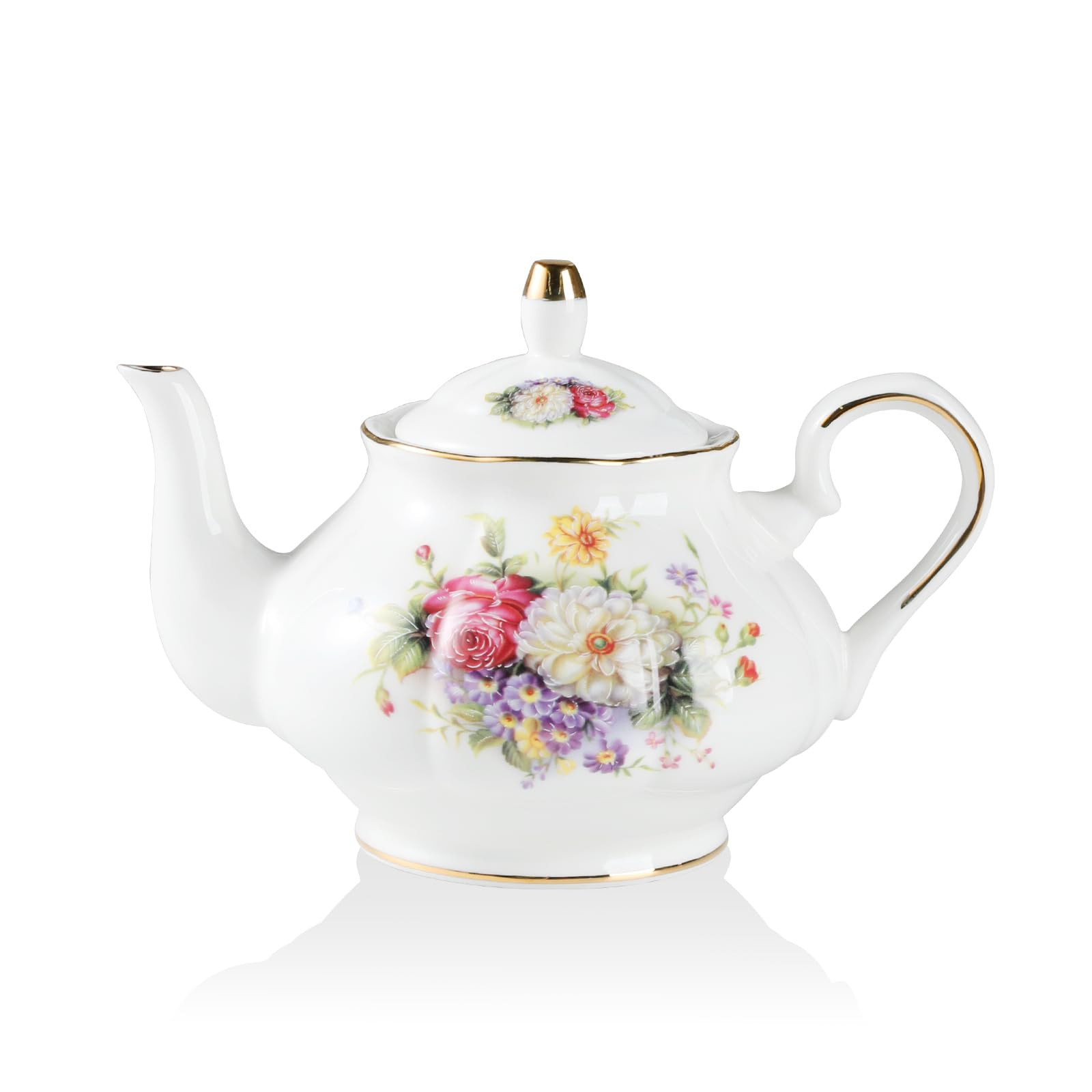 Sweejar Ceramic Teapot with Infuser, Floral Relief Gold Rimmed Teapot, 29 OZ Porcelain Tea Pot fo... | Amazon (US)