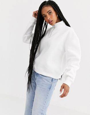 Pull&Bear zip top sweat in ecru | ASOS UK