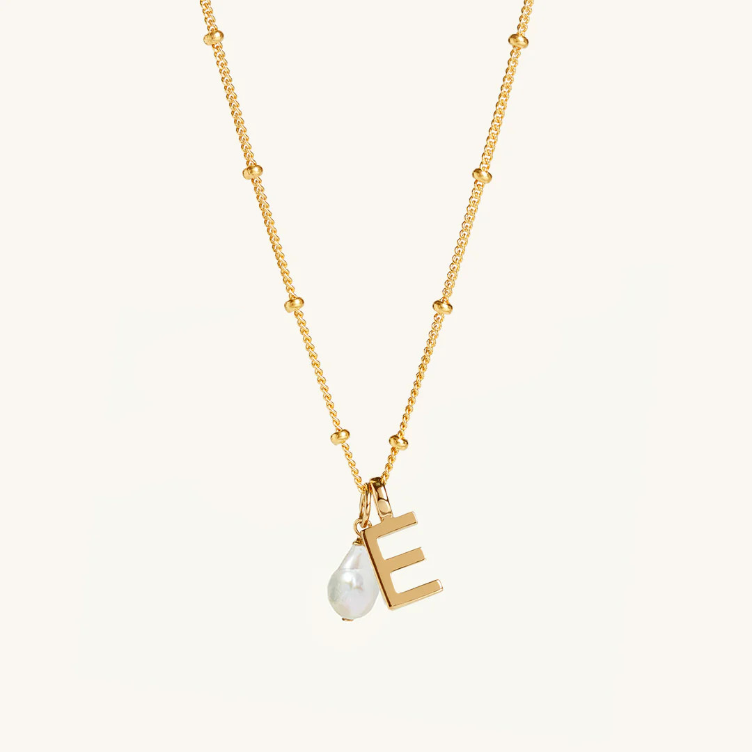 Letter & Freshwater Pearls, 18ct Gold-Plated Vermeil On Sterling Silver, Women's Necklace with Be... | Muru Jewellery.