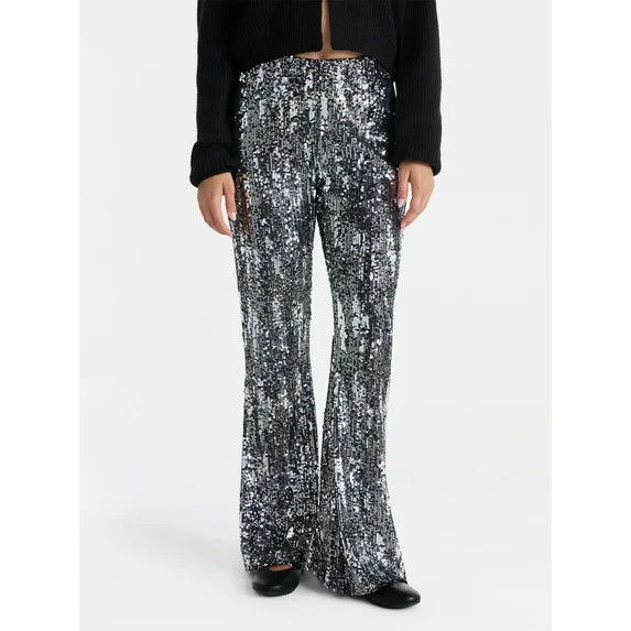 No Boundaries Sequin Flare Pants, 31.5'' Inseam, Women's | Walmart (US)