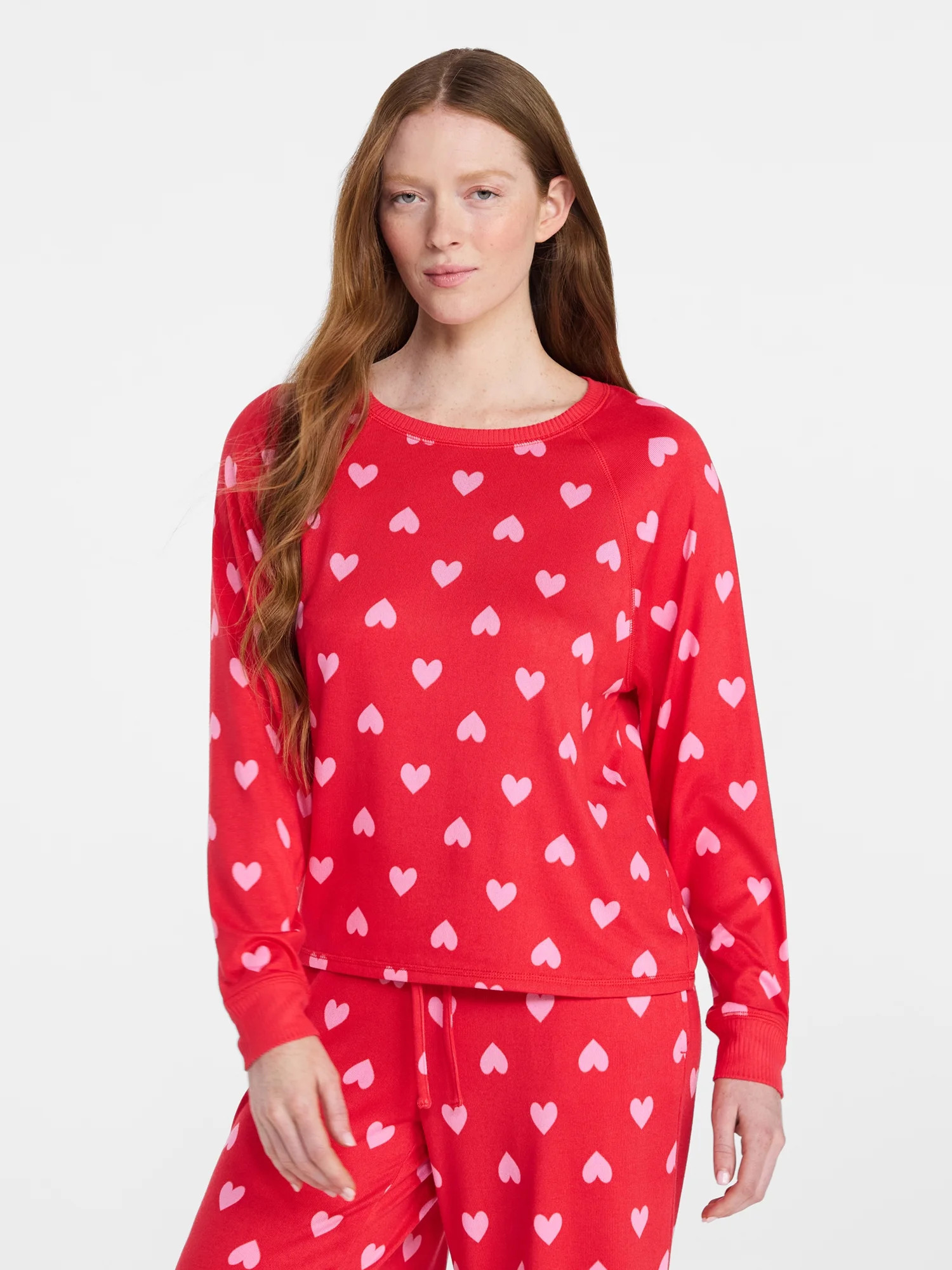 Joyspun Women's Cozy Lounge Collection Hacci Knit Long Sleeve Sleep Top, Sizes XS-3X | Walmart (US)