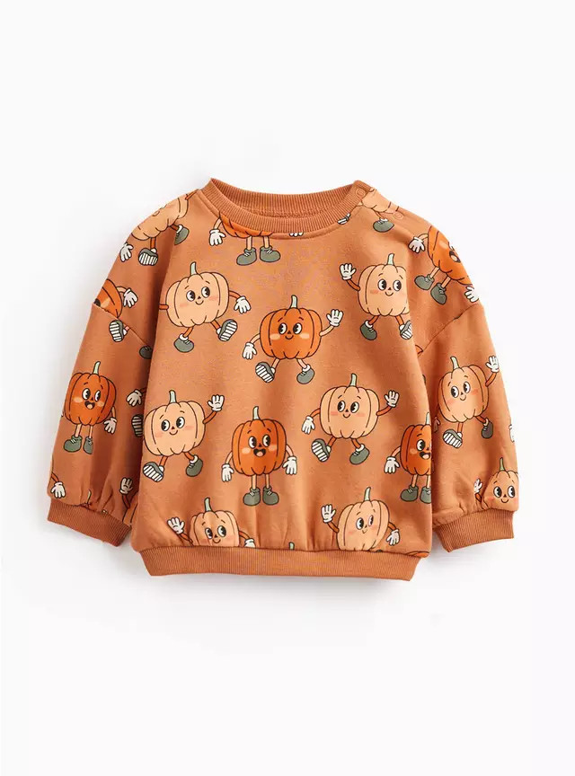Buy Brown Halloween Pumpkin Print Sweatshirt 18-24 months | Tops | Tu | Tu Clothing