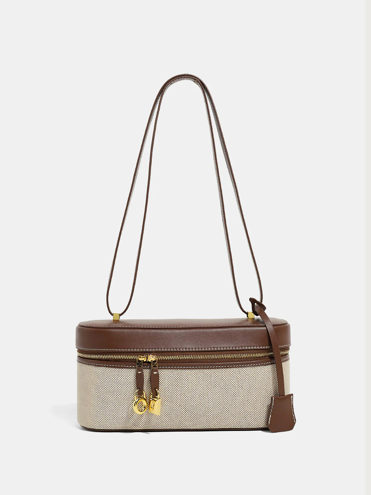 Two-Tone Canvas & PU Panel Box Bag | Commense