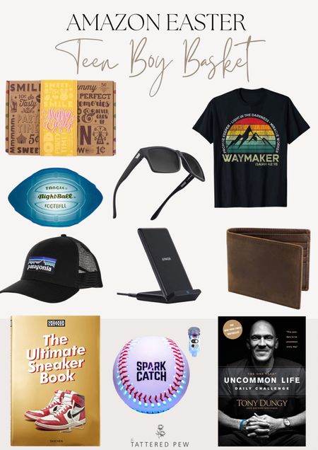 Shop all of these fun teen boy Easter basket fillers! 

Ultimate sneaker book, Tony Dungy devotional book, waymaker tshirt, assorted Easter candy box, baseball display light, wireless charger, Patagonia baseball cap, teen boy Easter basket, Easter basket fillers  

#LTKSeasonal #LTKhome #LTKunder50