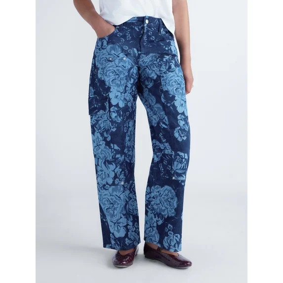 Free Assembly Women's and Women's Plus Print Barrel Jeans, 30" Inseam, Sizes 0-28W | Walmart (US)