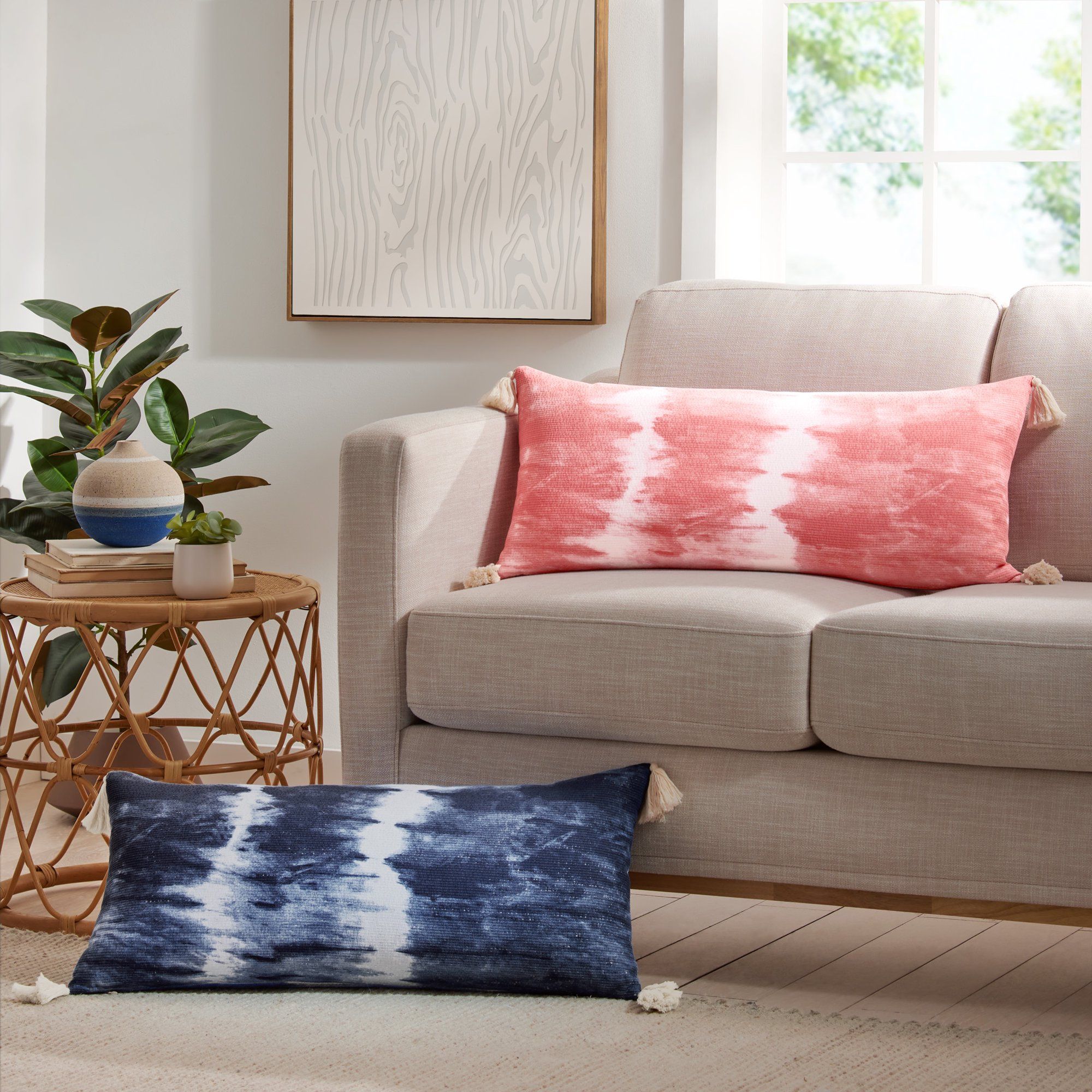 Gap Home Tie Dye Decorative Oblong Throw Pillow with Tassels Blue 30" x 14" | Walmart (US)