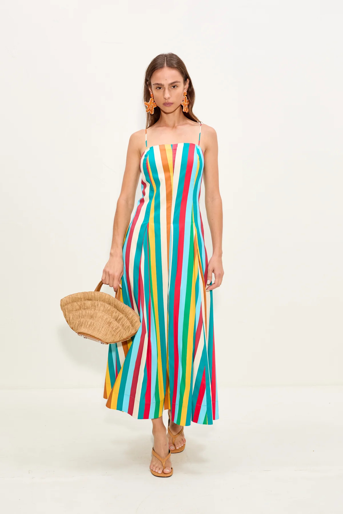 Astrid Poplin Dress In Vibrant Multi Stripe | Simon Miller