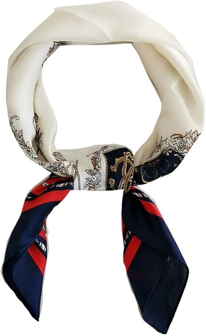 FONYVE Silk Feeling Scarf Medium Square Satin Head Scarf for Women 27.5 × 27.5 inches | Amazon (US)
