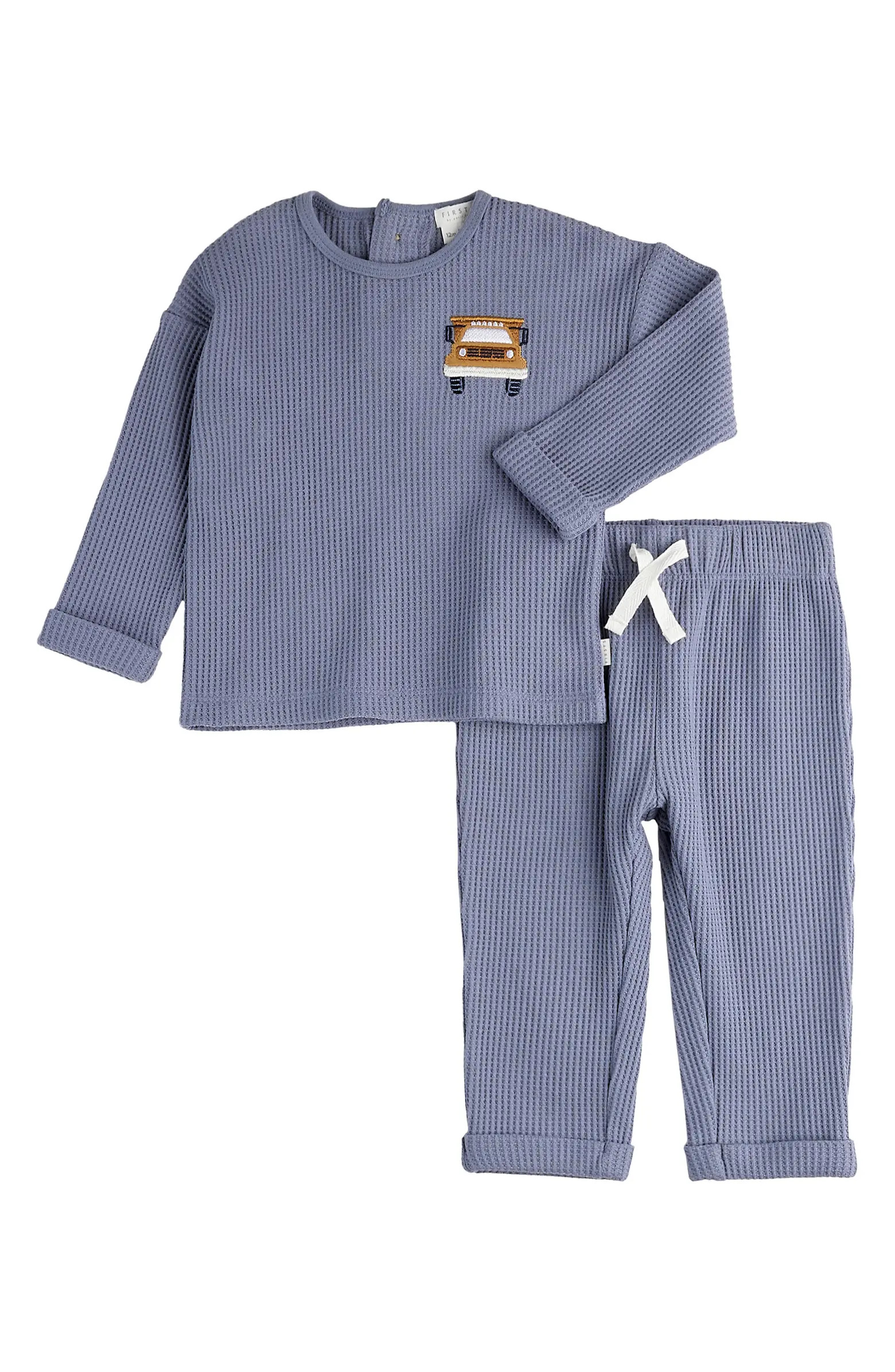 FIRSTS by Petit Lem Take Me Home Thermal Organic Cotton Top & Pants | Nordstrom | Nordstrom