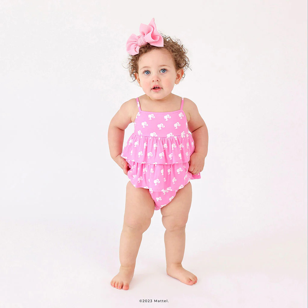 Pink Sleeveless Girl Bubble Romper | Barbie™ x Posh Peanut® | Posh Peanut