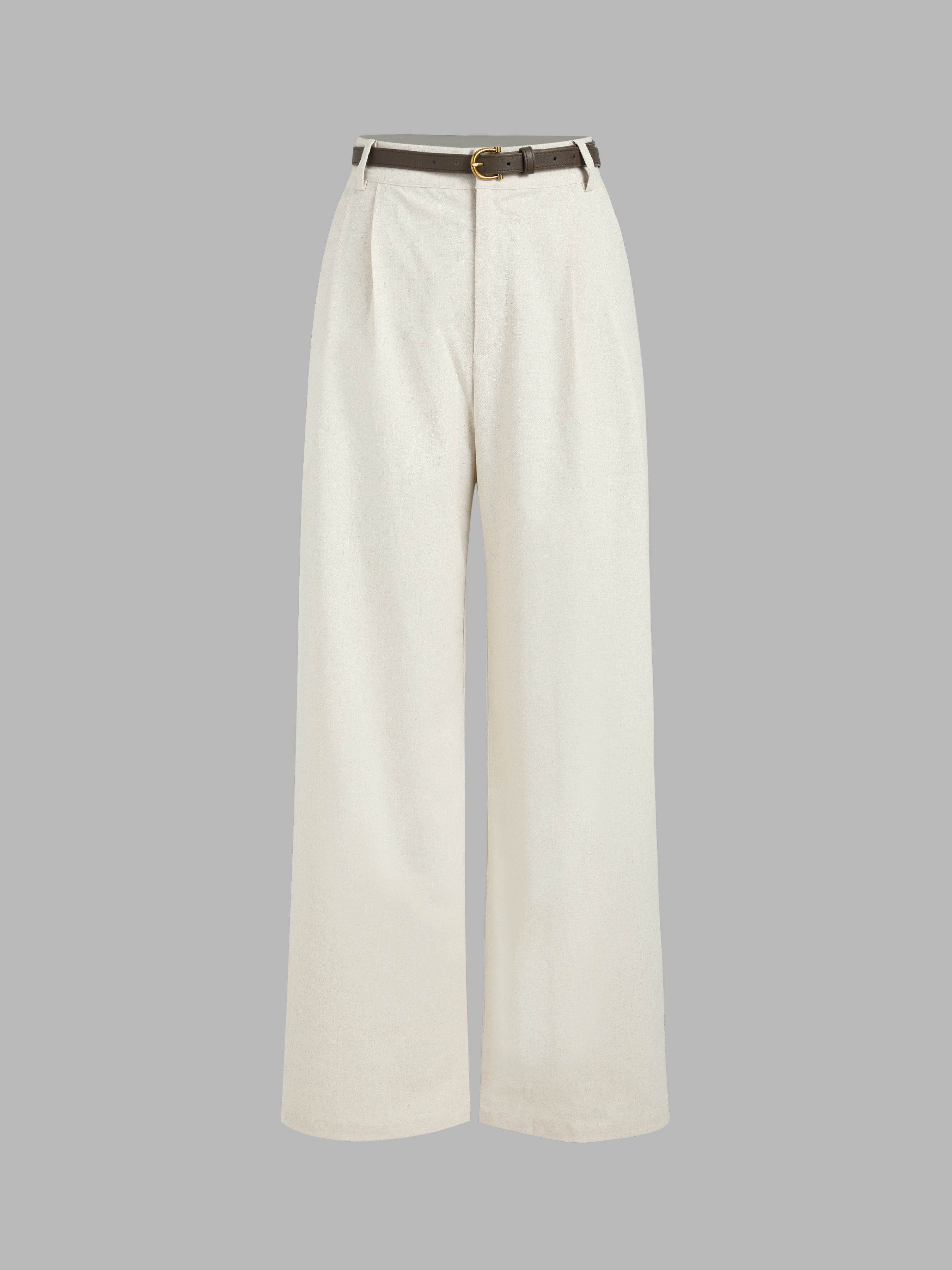 Solid Linen Blend Belted Wide Leg Pants - Cider | Cider