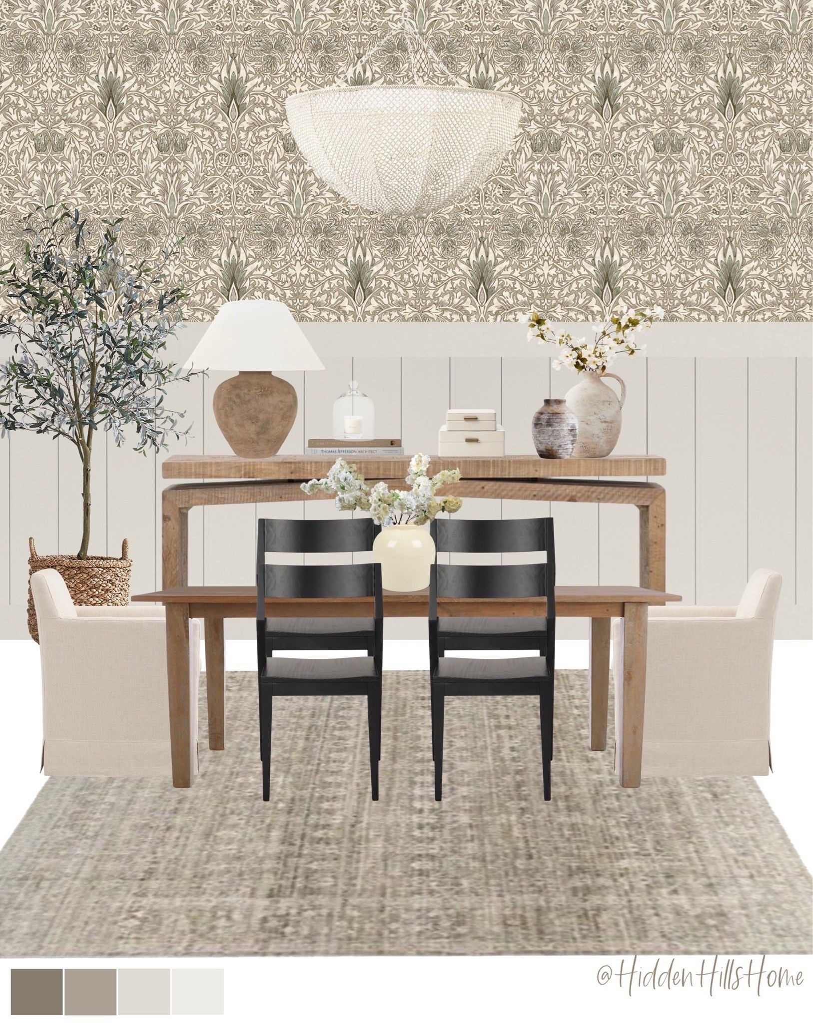 Dining room decor mood board, dining room wallpaper, dining chairs, dining table, dining room design ideas #dining room

#LTKSaleAlert #LTKHome #LTKSeasonal