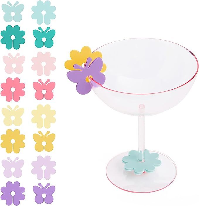 xo, Fetti Butterfly + Flower Drink Markers Set - 16 ct | Pastel Bday Decorations, Bachelorette Pa... | Amazon (US)