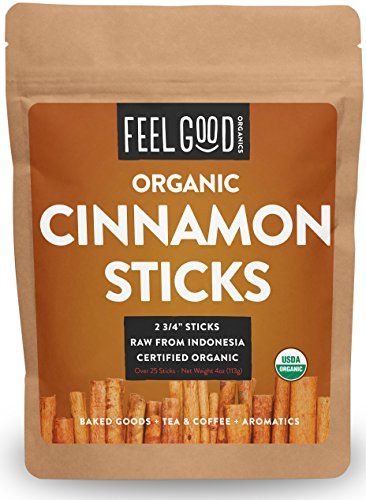Organic Cinnamon Sticks - 25+ Sticks - 2 3/4" Length - 4oz Resealable Bag - 100% Raw From Indonesia  | Amazon (US)