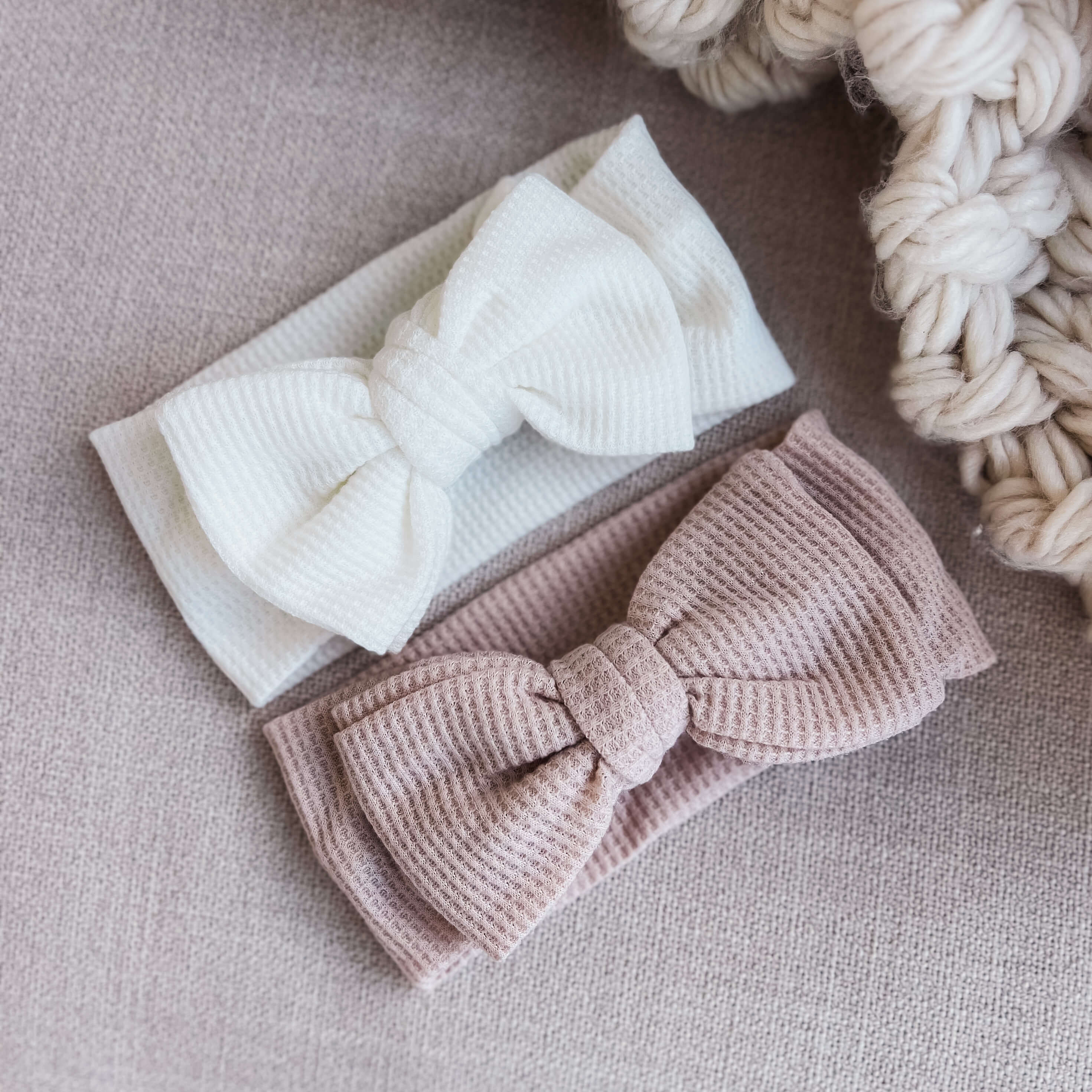 Large Waffle Knit Bow | Caden Lane